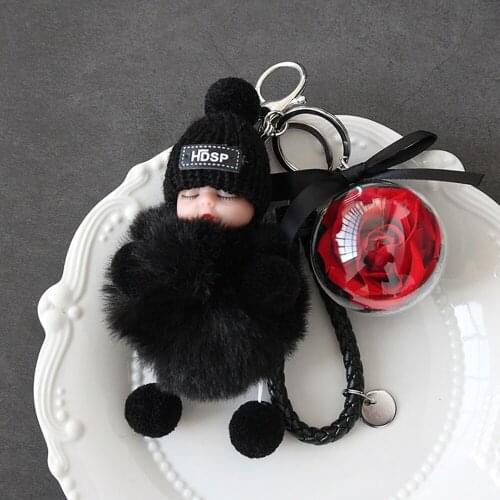 Thanksgiving Eternal Flower Natural Dried flowers Doll Pendant Keychain A Wish Christmas Valentines Day Pendant Birthday Gifts