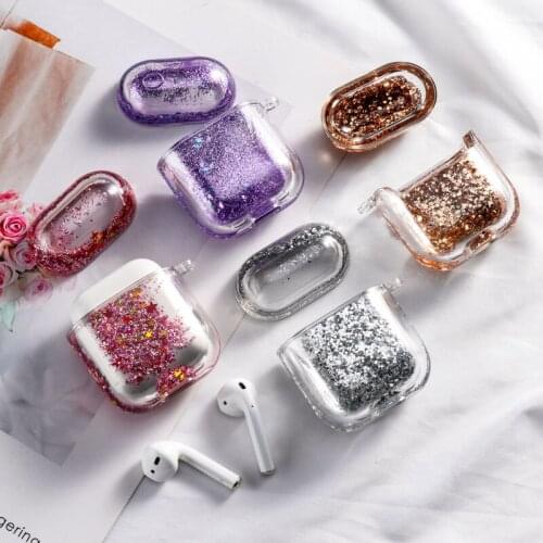 Covers For Apple Airpods 2/1 Protective Cover Pro Quicksand Earphone cover PC hard shell Airpods Pro case Dynamic Glitter Liquid