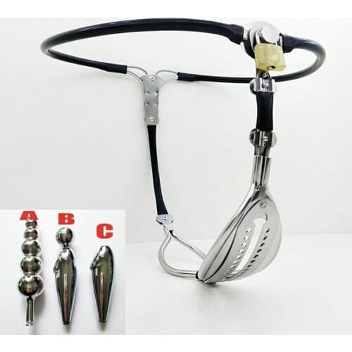 Female Chastity Belt Stainless Steel Pink/Black Underwear Strapon Belt Lockable Pants Fetish BDSM Bondage Sex Toys for Woman