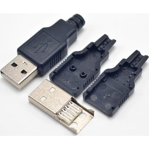 10sets DIY USB 2.0 A Type Male Assembly Adapter Connector Plug Socket Solder Type Plastic Shell