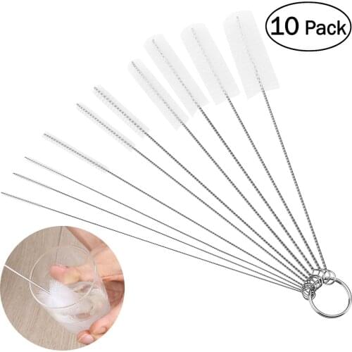 OUNONA 10pcs Nylon Tube Brushes Straw Set Pipe Cleaning Brush Tool for Drinking Straws Keyboards Jewelry Glasses Cleaning Tool