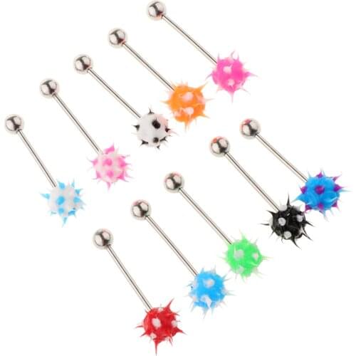 10pcs Colorful Steel Lip Tongue Rings Stud Piercings Body Jewelry Bars Cool