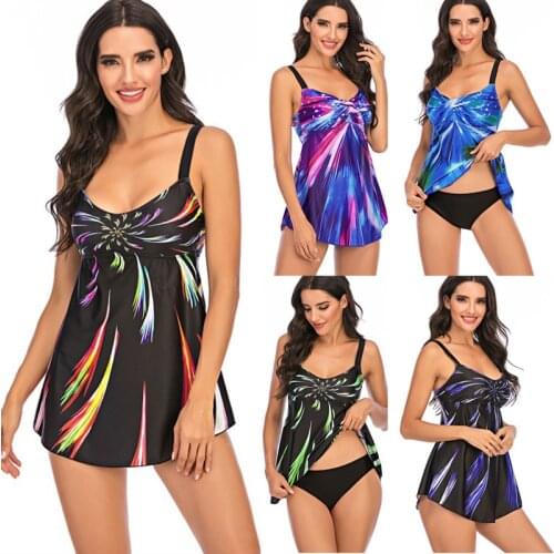 2021 Woman Bikini New Firework Gradient Color Printing Dress Swimsuit Large Size Split Swimsuit Women Swimwear 4XL 5XL 6XL SW201