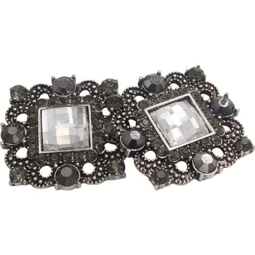 27MM Flatback Brooch Strass Retro Metal Applique Sew On Crystal Botones For Wedding Dress Shoes Craft Trim Embellishment