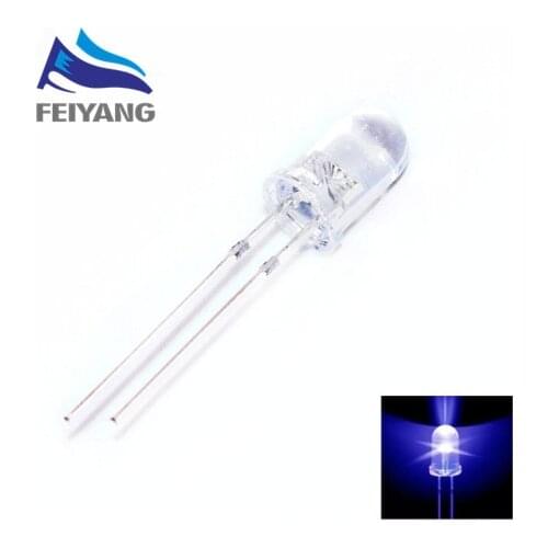 500pcs Blue LED Round Transparents 460-470nm 3v 20Ma 5MM Blue light-emitting diode White turn Blue LED Diodes