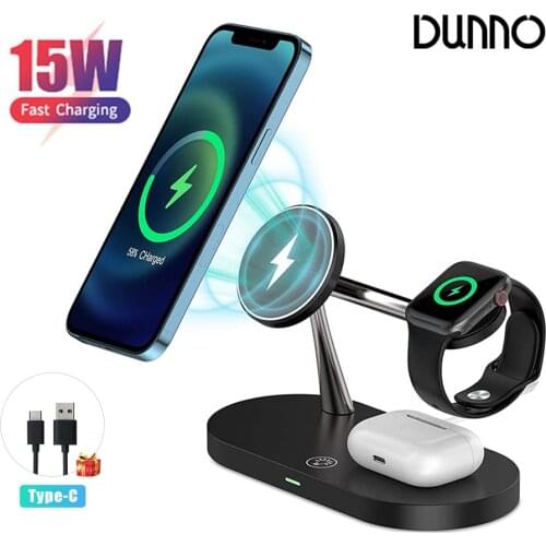 15w Wireless Charger Stand Dock Station For Apple Watch AirPods Pro iPhone 12 Series Magsafe Phone QI Quick Magnetic Charging