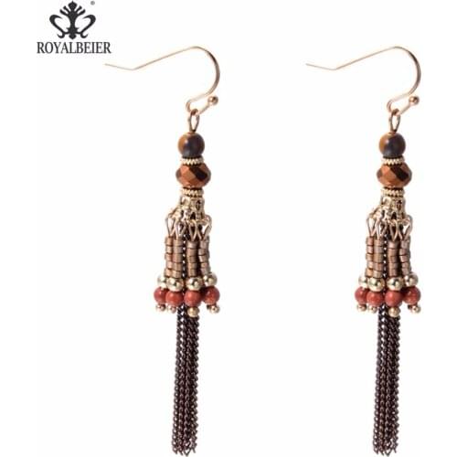 RoyalBeier Bohemian Tassel Drop Earrings Acrylic Metals Night Club Dangle Earrings Charm Jewelry For Women Wedding Party Gift