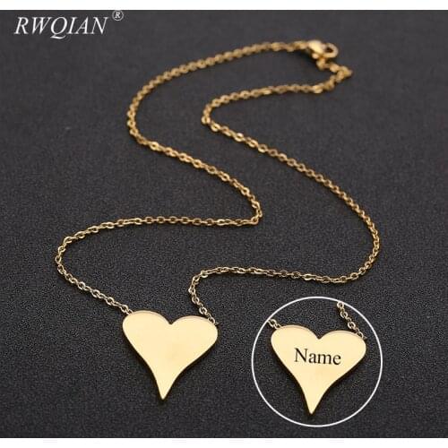 Personalized Heart Pendant Necklace Gold Stainless Steel Custom Name Necklaces for Women Chain Choker Girl Friend Jewelry Gifts
