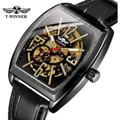 WINNER 2020 New Series Man Clock Brand Skeleton Mechanical Watch For Men Leather Strap Watch Fashion Casual Relogio Masculino