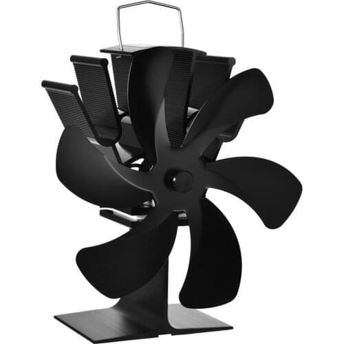 Black Fireplace Fan 6 Blades Heat Powered Stove Fan Log Wood Burner Ecofan Quiet Home Fireplace Fan Efficient Heat Distribution