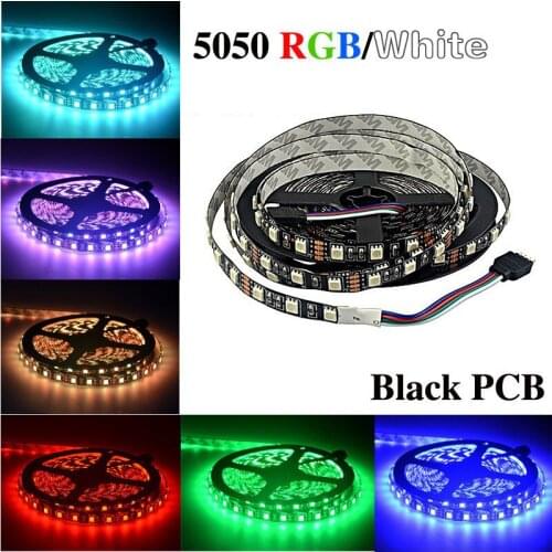 Black PCB LED Strip 5050,DC12V,Black PCB Board,IP65 Waterproof,60LED/m,5m 300LED,RGB,White,Warm White,Red,Green,Blue