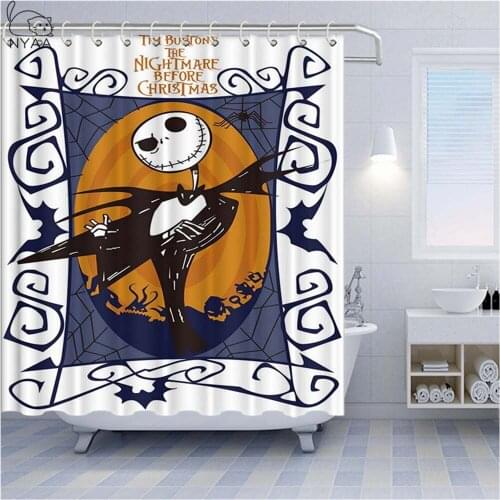 Jack Nightmare Before Christmas Shower Curtain Halloween Fabric Skull Bathroom Decor