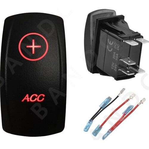 Jumper Wires Set， ACC 12V 24V Car Boat Caravan Rocker Switches Waterproof Car Buttons Dual Red LED Light Bar Interior Parts