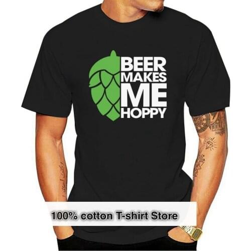 Men T Shirt Beer Makes Me Hoppy Drinking T Shirt Bee Women T-Shirt