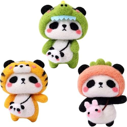 Imzay 3PCS Animals Wool Felting Kits Handmade Toy Wool Needle Poked Kitting Needle Felting Tools And Supplies For DIY Felting