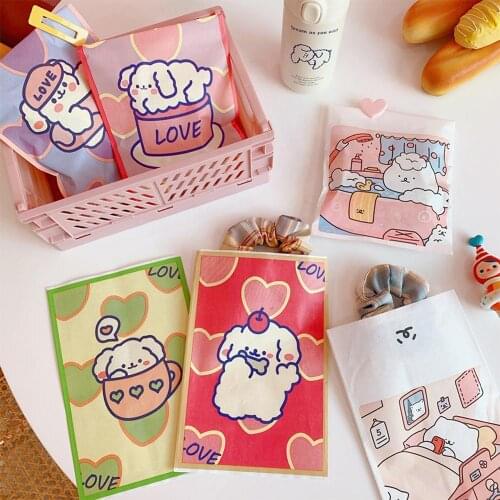 INS Cute Cartoon Animal Bear Dog Cloud Girl Paper Storage Bags DIY Mini Decoration Props Pen Pencil Sundry Bags Stationery Gifts
