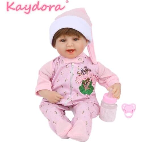 KAYDORA 16 inch 40cm Reborn Baby bebe Girl Pink handmade reborn Bebe Bowknot Lovely New Fashion Bonecas Doll lol lifelike toy