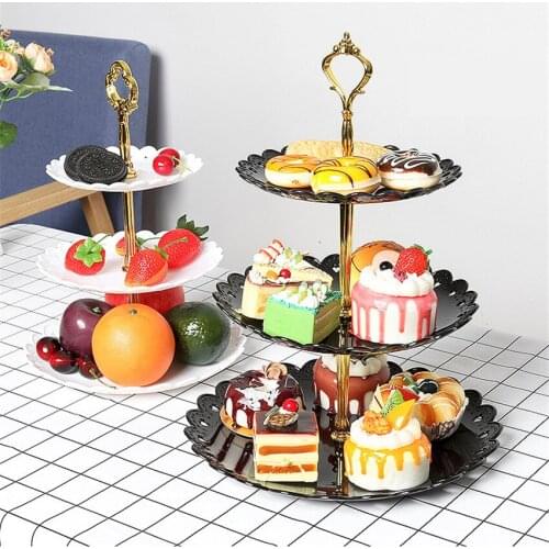 Detachable Fruit Plate 3 Tier Plastic Cake Stand Afternoon Tea Wedding Plates Party Tableware New Bakeware Cake Shop Cake Rack