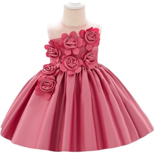 Summer New Baby Girl Dress Sweet Child Host Evening Dress Applique Catwalk Dress Baby One-year-old Dress Girl