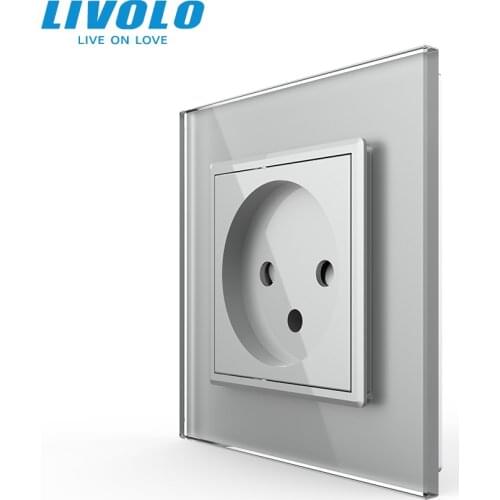 Livolo EU Standard Israel Power Socket, Crystal Glass Panel,100~250V 16A Wall Power Socket,C7C1IL-15,no logo