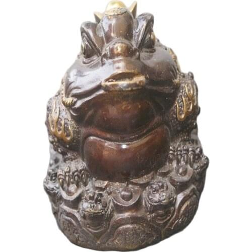 China old Bronze statueToad worship copper statue ware of Fengshui