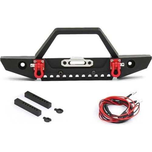 Metal Front Bumper with Led Lights for 1/10 RC Crawler Car Axial SCX10 II 90046 TRAXXAS TRX-4 TRX4