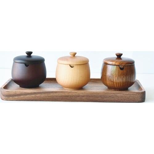 Multifunctional Kitchen Wood Spice Jar Seasoning Storage Cans Container With Cover Rack Kitchen Tool 12pcs ZA5679