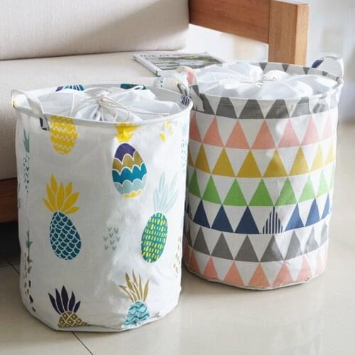 New 35*45cm Waterproof Folding Dustproof Dirty Clothes Basket Multi Function Portable Cotton Linen Toy Storage Bucket