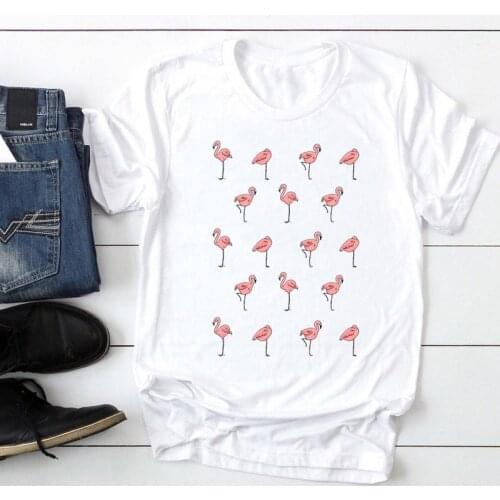 Women Flamingo Beach 2021 Fashion Ladies 90s Cartoon Summer Graphic T Top Lady Print Tee Female Tshirts Clothes T-Shirt