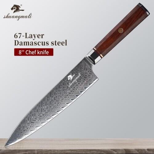 Shuangmali 8 Inch Chef Knives 67Layer VG10 Damascus Cooking Kitchen Knife Sharp Cutter Meat Slicing Cleaver Knife