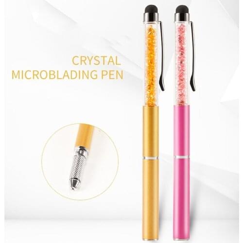 Wholesale 50 Pcs Manual Crystal Acrylic Tattoo Pen Manual Permanent Makeup Eyebrow Tools For 3D Eyebrow Tattoo Microshading