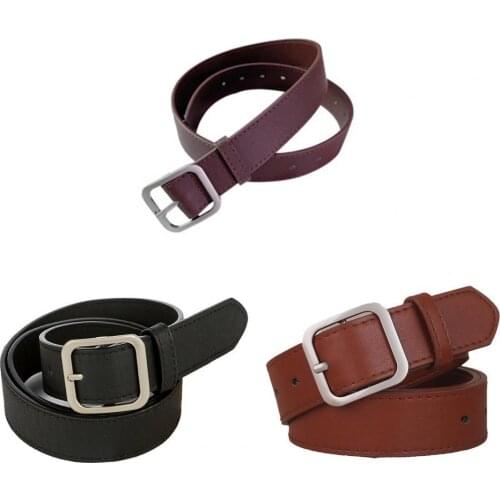 Waist Belt Square Metal Buckle Adjustable Women Holes Black Unfading Waistband for Party Jeans Belts Trouser Ladies Waist Strap