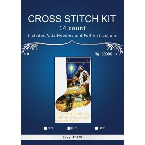 Oneroom Snow birds christmas sock Embroidery Crafts Needlework 14CT Unprinted Arts Cross Stitch Kits DMC DIY Quality 35