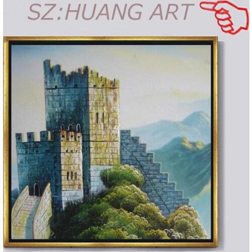 Hand-painted High Quality Wall Art The Great Wall Oil Painting on Canvas Beautiful Chinese Landscape The Great Wall Oil Painting