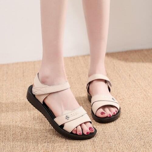 ZZPOHE Fashion leather Woman Sandals summer new casual comfortable light Womens shoes low-heeled shoes plus size 35-41