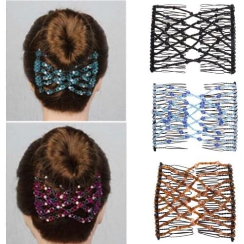DIY Women Elastic Magic Hair Combs Vintage Hair Clip Claw Bun Maker Tools Hairstyle Fashion Pearl Beads Hairdo Hair Accessories