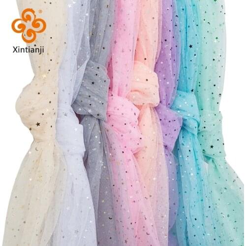 Cheap Tulle Fabric For Sewing Childrens Dress Star Mesh Fabric For Diy Colorful Background Decoration 45*135cm/Pc TJ0167-2
