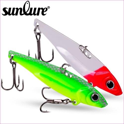 Sunlure Metal VIB Lures 3D Eyes 7g 12g 17g Spoon Spinner Painting Fishing Lure Hard Pencil Bait Fishing Tackle with Treble Hook