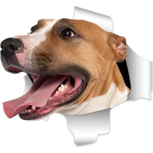Three Ratels 3D Retriever Dog Stickers Super Staffie decal on Wall Fridge Toilet car bike