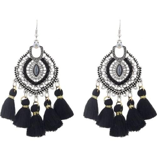 LOVBEAFAS Boho Ethnic Earrings Fashion Jewelry Crystal Maxi Brinco Vintage Drop Long Tassel Dangle Earrings For Women