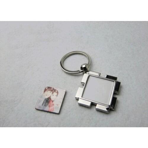 10pcs/lot Blank Sublimation square metal key chain bag pendants custom print photo OPP packing k10