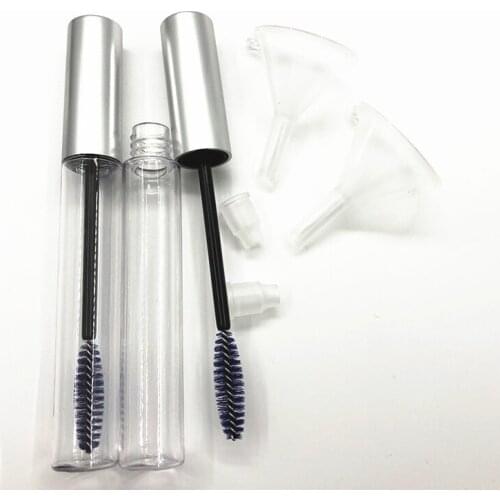10Pcs Sliver Cap DIY Clear Empty Mascara Tubes with Eyelash Wand Brush Eyelash Cream Container Bottle Vials Custom Lables Logo
