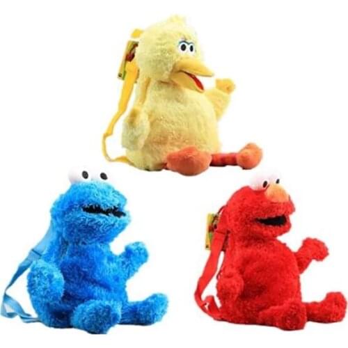 45cm Sesame Street Plush Backpack Red Elmo Blue Cookie Guy Yellow Big Bird Plush Bag Childrens School Bag