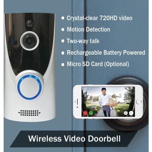 Wireless WIFI Doorbell Two Way Intercom 720P 160 Degree Wide Angle