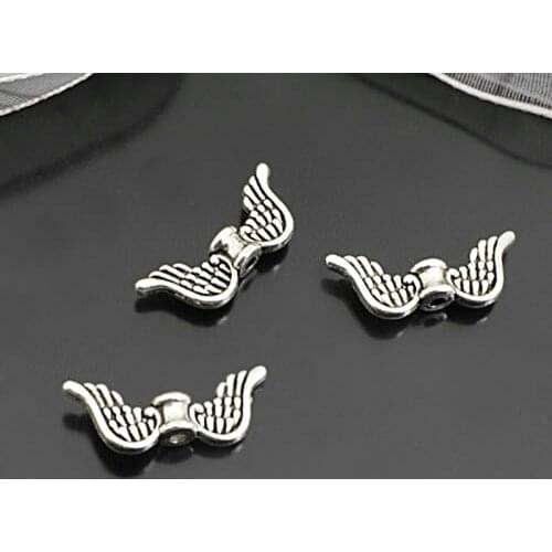 27021)50PCS 20x8MM Antique Style Zinc Alloy Wing Spacer Beads Bracelet Beads Jewelry Findings Accessories