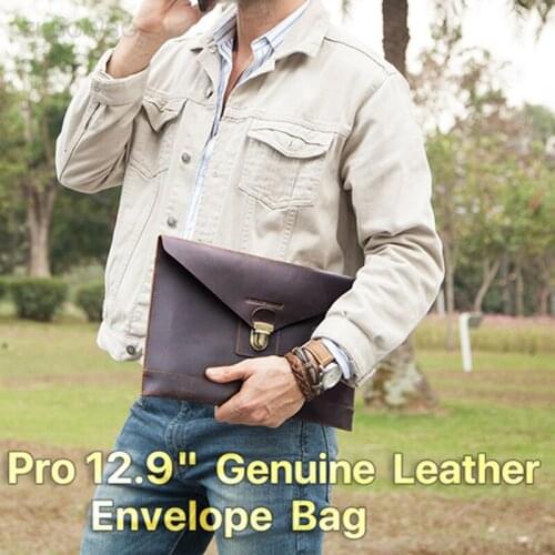 IPad Pro 12 9 Case for Apple iPad Pro 12.9'' A2229 Genuine Leather Metal Hasp Tablet Sleeve Bags Portable Notebook Folder Pack