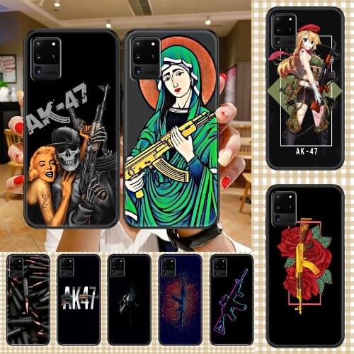 Gun AK47 Phone case For Samsung Galaxy Note 4 8 9 10 20 S8 S9 S10 S10E S20 Plus UITRA Ultra black fashion cell cover luxury