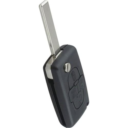 Black 4 Buttons Folding Replacement Key Remote Fob Shell Case with Uncut Car Flip Key Fit for Peugeot 1007 Citroen C8 new