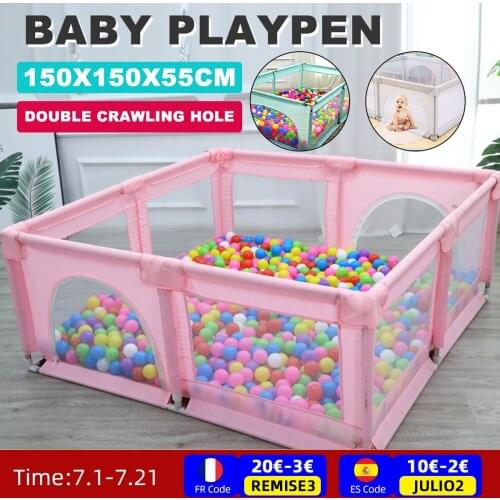 150CM baby playpens Gig Grey indoor safety fence foldable Fence Children Play Yard Kids Ball Pool Toddler Indoor Playground
