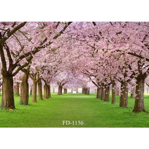 Cherry Tree Grass Photography Backdrop for Photograph Accessories Vinyl Cloth Background Wedding Child kids Baby Photo Studio